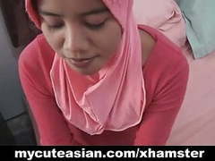 TubeChubby presents: Asian amateur in head scarf sucks then fucks
