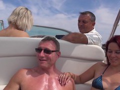 TubeChubby presents: Hot ass blondie britney drops her clothes for sex on the boat, Group Sex, Hardcore, Outdoor, Reality, Yacht, Foursome, Bikini