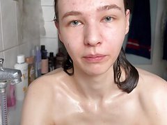 TubeChubby presents: 18yo very skinny teen girl with small tits and large labia fucks herself till squirting