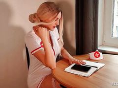 TubeChubby presents: German nurse lauren help guy with sex to get a sperm sample
