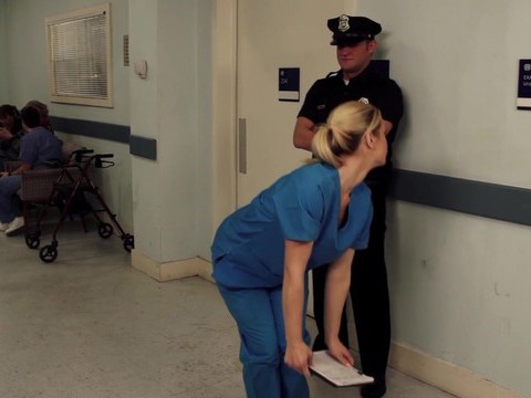 TubeChubby presents: Nurse tara lynn fox drops on her knees to give a sloppy blowjob