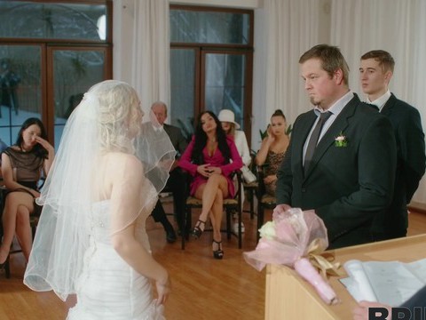 TubeChubby presents: Dirty bride kristy waterfall rides a lover while people watch