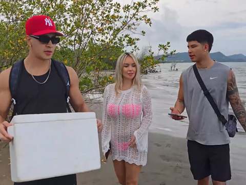 TubeChubby presents: Threesome on the beach with stepbrothers - danner mendez - tatiana alvarez - max betancur