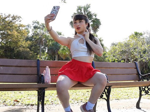 TubeChubby presents: Gorgeous solo college babe doing striptease in a park - pixie