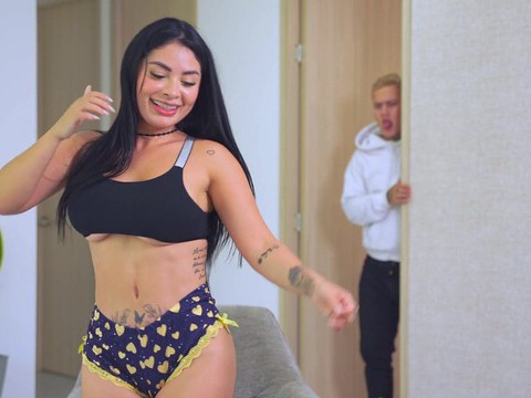 TubeChubby presents: Brunette alejandra palacios with hot ass sucking a hard cock