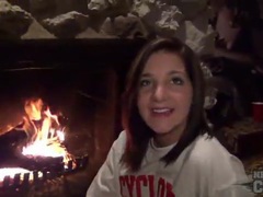 TubeChubby presents: Teenager in front of fireplace has tight body